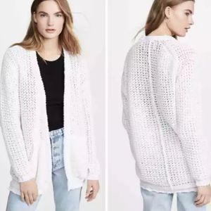 Brochu Walker White crochet waffle print cardigan size small